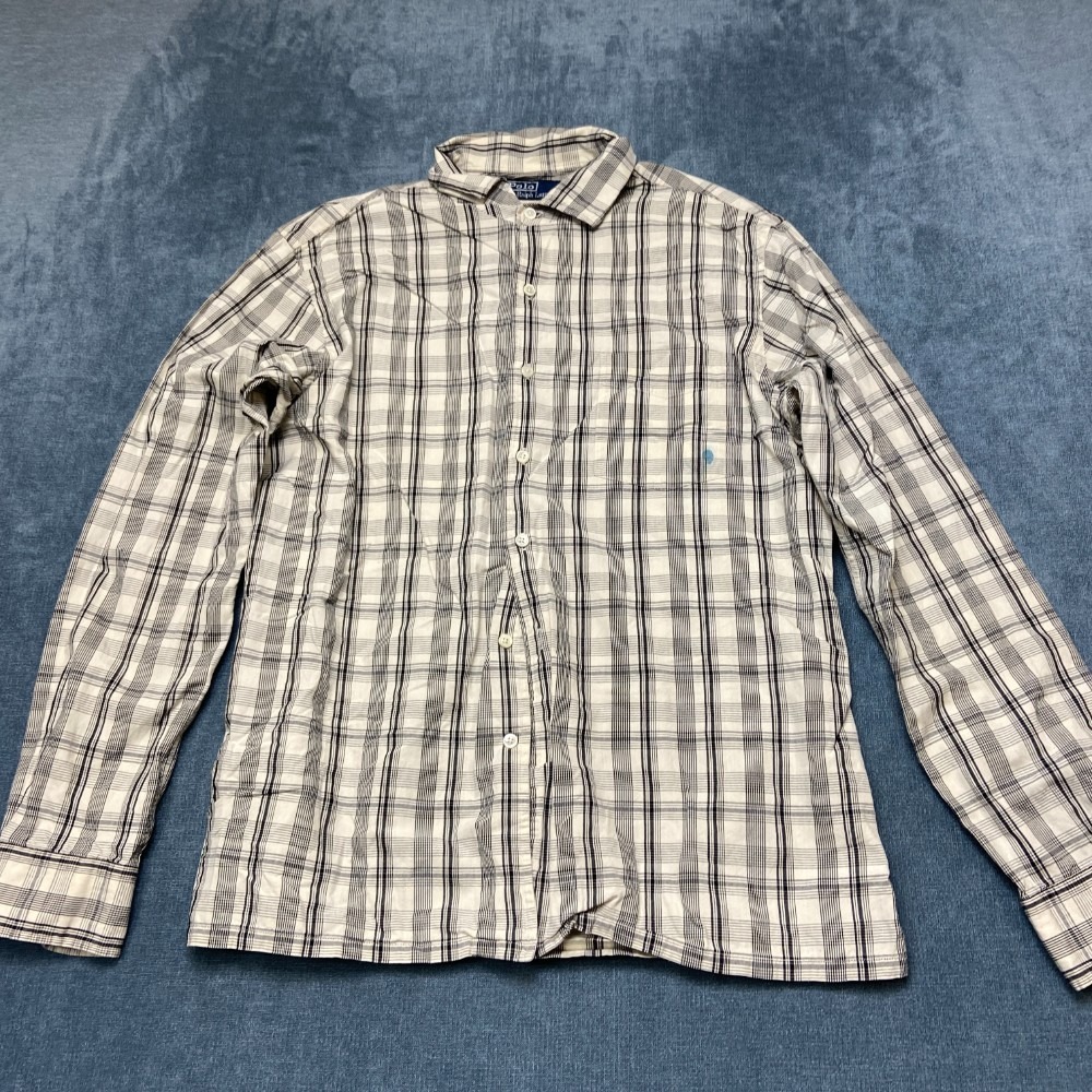 Polo By Ralph Lauren Flannel Shirt Mens Large Multicolor Plaid Travel Button Up